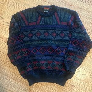 Robert Banks Vintage 80’s-90’s Colorblock Geometric wool sweater